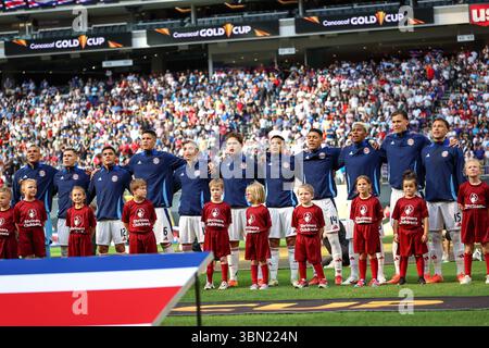Minneapolis, MN, USA. Juni 2025. Costa Rica wartet vor einem Viertelfinalspiel des CONCACAF Gold Cup zwischen den USA und Costa Rica im US Bank Stadium in Minneapolis, MN. Steven Garcia-CSM/Alamy Live News Stockfoto