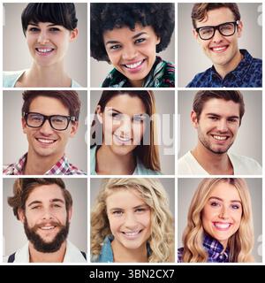 Menschen collage Portrait 3x3 Stockfoto