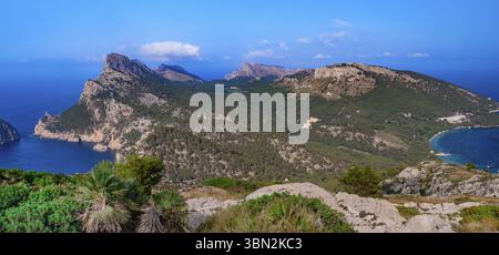 Halbinsel Formentor, Bucht von Pollensa, Comarca Sierra de Tramuntana, Mittelmeer, Mallorca, Islas Baleares, Spanien, Europa Stockfoto