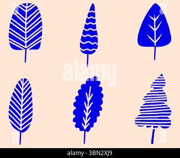 Bäume Kritzelset, handgezeichnete Bäume Vektor isoliert Stock Vektor