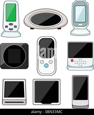 Luftqualitätsmonitor Set Cartoon Vektor Illustration Stock Vektor