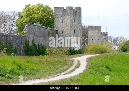 Außenmauern der Altstadt, Nordergravar Park, Visby, Gotland Region (Gotlands Kommun), Königreich Schweden Stockfoto
