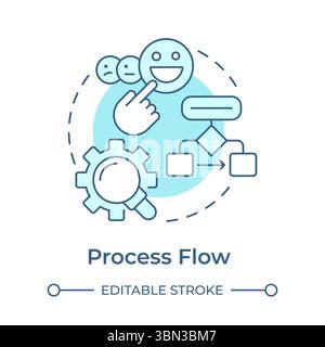 Symbol für „Prozessfluss“ in sanftem Blau Stock Vektor