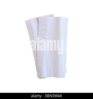 Es handelt sich um zwei weiße Papierstücke, die auf weiß isoliert sind. Stockfoto