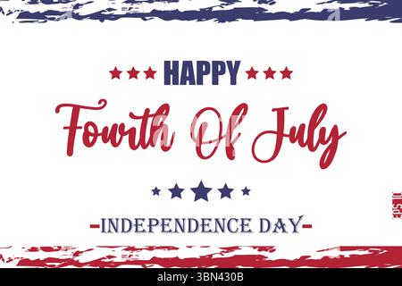 Happy 4th of July Undependence Day Moderne Texttypografie USA abstrakte Flaggenvorlage Stock Vektor