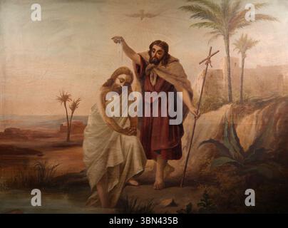 Die Taufe Christi. Anonym. Kirche Sao Domingos. Lissabon, Portugal. Stockfoto