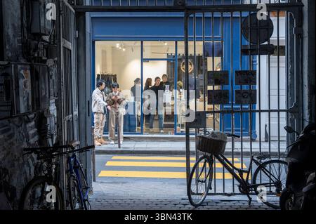 Frankreich. Paris. 3. Bezirk. Rue des Gravilliers von der Passage des Gravilliers aus gesehen Stockfoto