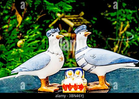 Souvenir aus dem Meer: Eine Möwenfamilie als Souvenir vom Meer Stockfoto