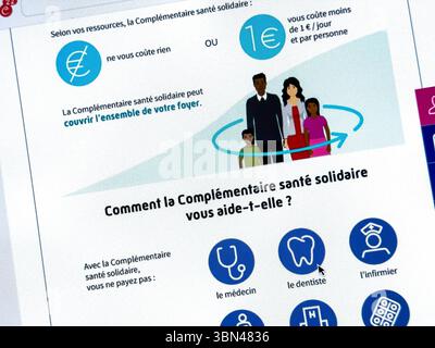 Frankreich. Stillleben zum Thema "ergänzende Solidaritätsgesundheit". Stockfoto