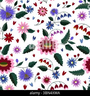 Floral Ukrainisches Ornament Ethnisches Nahtloses Muster Stock Vektor