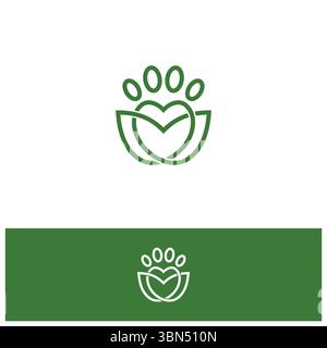 Der Outline-Stil, den die Paws lieben, ist mit einem modernen Logo-Design ausgestattet. Vektorabbildung Stock Vektor