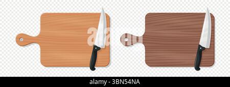 Vektor Holzschneidebrett mit Fleischschneider. Cartoon Küche Schneidebrett für die Lebensmittelzubereitung. Metzgermesser zum Schneiden von Fleisch. Küchenutensilien für Stock Vektor