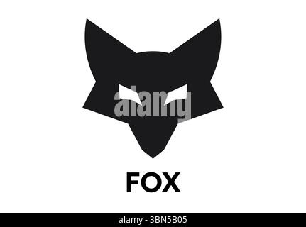 Schwarzes Symbol mit Fox Head-Logo. Abstraktes Symbol mit geometrischem Design des Tieres im Fuchsdesign. Stock Vektor
