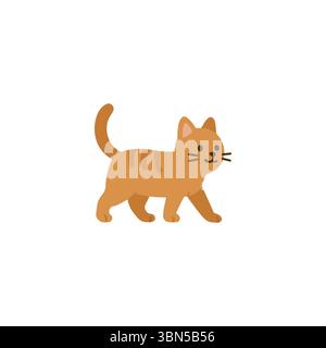 Symbol für Vektorkatze flach. Niedliches Kätzchen, Haustier-Zeichentricktier, kleine Ikone. Glückliche einfache Katze, isoliertes Symbol Stock Vektor