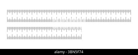 Metrische Lineale. Schablone für Messwerkzeug. Maßstab für Lineal in Zentimetern. Kennzahl 15, 25 cm. Zentimeter Messskalen. Messen Stock Vektor