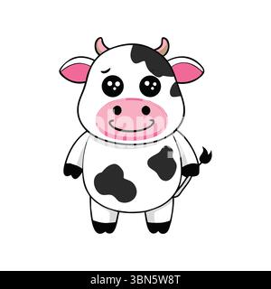 Cute Cartoon Cow – bezaubernder Charakter mit rosa Nase Stock Vektor