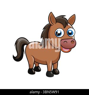 Niedliches Cartoon Horse - niedliche Figur mit großen Augen Stock Vektor