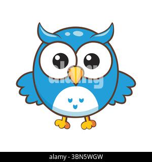 „Cute Blue Cartoon Owl – perfekt für Kinder und Tierliebhaber“ Stock Vektor