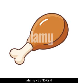 „Cartoon-Illustration eines gekochten Hühnerstäbchens mit Knochen“ Stock Vektor