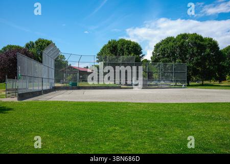 Ein leerer Baseballdiamant im Strathcona Park in Vancouver, BC. Stockfoto