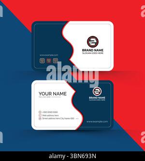 Blaue moderne kreative Visitenkarte und Namenskarte, horizontale einfache saubere Vorlage Vektordesign Stock Vektor