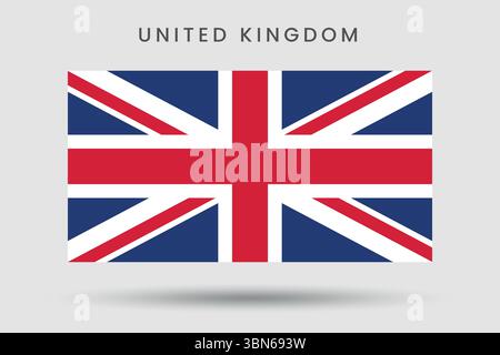 Vereinigtes Königreich Flag in Form einer Schaltfläche. Stock Vektor