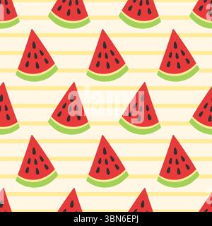 Nahtloses Muster aus Cartoon-Früchten mit Wassermelonen Stock Vektor