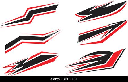 Autoaufkleber Vinyl Aufkleber Design Elements Rot Schwarz Weiß Stock Vektor