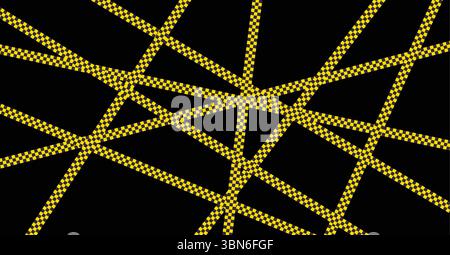 Crime Scene Tape, das gelbe und schwarze Warnstreifen schneidet Stock Vektor