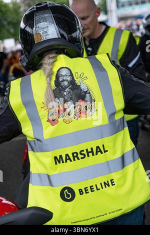 Knutsford Services, Großbritannien. Juni 2025. Fahrradfahrer halten im Knutsford Service Area als Teil von I'm Havin' a Dave Day. Credit Mark Lear/Alamy Stockfoto