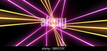 Laserstrahlen oder -Strahlen, leuchtende Neonlinien, heller futuristischer Hintergrund Stock Vektor