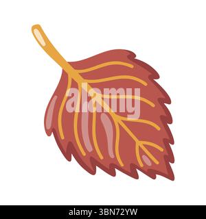 Herbstblatt aus roter Birke. Accessoire für die Herbstsaison. Warmes Herbstobjekt. Zeichentrickvektor-Illustration auf weißem Hintergrund. Stock Vektor