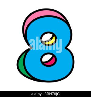Vektorlogo acht oder Nummer 8 farbenfrohe, verspielte Design-Illustration Stock Vektor