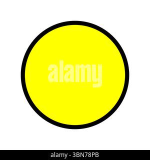 Einfaches gelbes Kreissymbol mit schwarzem Konturdesign-Vektor Stock Vektor