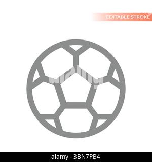 Einfacher Fußball. Symbol für Linienvektor und bearbeitbare Kontur. Stock Vektor
