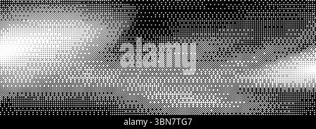 Hintergrund mit Pixelgrafik für Retro-Spieldesign – Schwarzer zu weißer Halbtonübergang mit gepunktetem Muster. Klassische 8-Bit-Textur für Vintage-Gaming-Schnittstellen oder digitale Artwork-Projekte. Stock Vektor