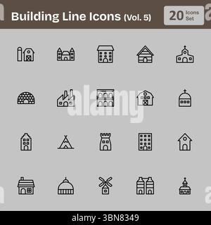 Symbole für Gebäudelinien (Band 5) Stock Vektor