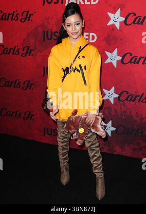 (DATEI) Jenna Ortega sagt: "Ich war eine unglückliche Person" nach "Mittwoch"-Ruhm. HOLLYWOOD, LOS ANGELES, KALIFORNIEN, USA - 27. OKTOBER: Die US-amerikanische Schauspielerin Jenna Ortega kommt am 27. Oktober 2018 bei Jared’s 7. Jährlicher Halloween Party in den Goya Studios in Hollywood, Los Angeles, Kalifornien, USA. (Foto: Xavier Collin/Image Press Agency) Stockfoto