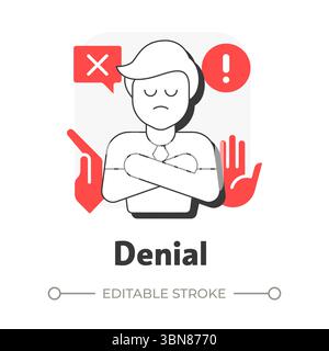 Symbol für das Konzept der Absage einer flachen Kontur Stock Vektor