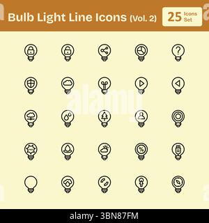Liniensymbole Der Glühlampe (Band 2) Stock Vektor