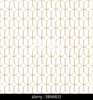 Nahtloses Art déco-Muster in Gold. Nahtloser Artdeco-Hintergrund in Ovalform. Abstrakte geometrische Vintage-Textur. Goldener Kreis, modernes Ornament im linearen Stil Stock Vektor