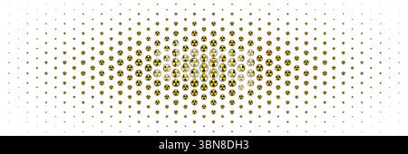 Horizontaler Halbton des schwarzen und gelben radioaktiven Zeichens auf weiß für Muster und Hintergrund. Stock Vektor