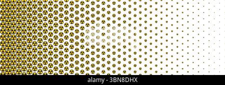 Horizontaler Halbton des schwarzen und gelben radioaktiven Zeichens auf weiß für Muster und Hintergrund. Stock Vektor