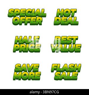 Leuchtend grünes Promo-Text-Design, perfekt für Rabattkampagnen Stock Vektor