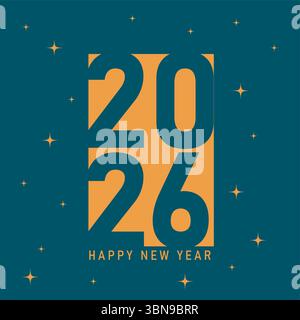 Stilvolles Vektor-Logo-Set mit auffälliger „2026“-Typografie in Schwarz-weiß. Perfekt für Silvesterfeiern, Grußkarten, Banner Stock Vektor