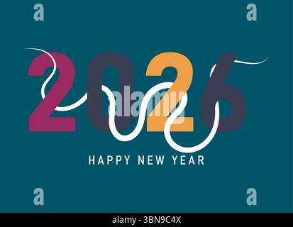 Stilvolles Vektor-Logo-Set mit auffälliger „2026“-Typografie in Schwarz-weiß. Perfekt für Silvesterfeiern, Grußkarten, Banner Stock Vektor
