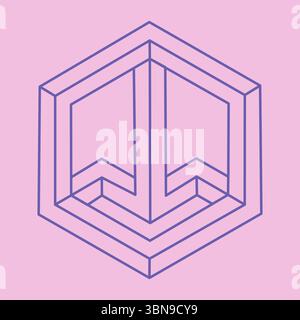 Unmögliche Formen, optische Illusion Logo, Vektor. Optisches Kunstobjekt. Geometrische Figur. Stock Vektor