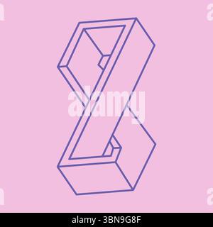 Optisches Illusionslogo. Unmögliche Form. Figur mit heiliger Geometrie. Abstrakte ewige geometrische Objekte. Unmögliche endliche Konturformen. Optische Kunst Stock Vektor