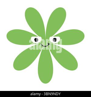 Geometrischer Blumencharakter mit lebendigem Ausdruck und Retro-Stil. Auffällige Linien und fröhliche Cartoon-Elemente Stock Vektor