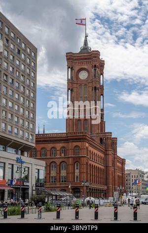 Berlin, Deutschland, Hauptstadt, Architektur, Gebäude, Hauptstadt, Spree, Ostberlin, Rotes Rathaus, Rathaus, Rathaus, Regierender Büerg Stockfoto